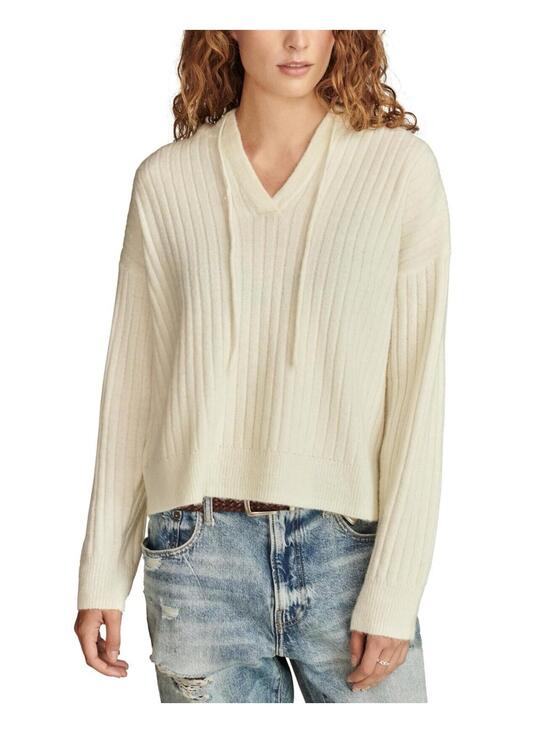 Lucky Brand Sweaters - $99 Lucky Brand Womens Ribbed Knit Hooded Sweater Marshmallow Size M